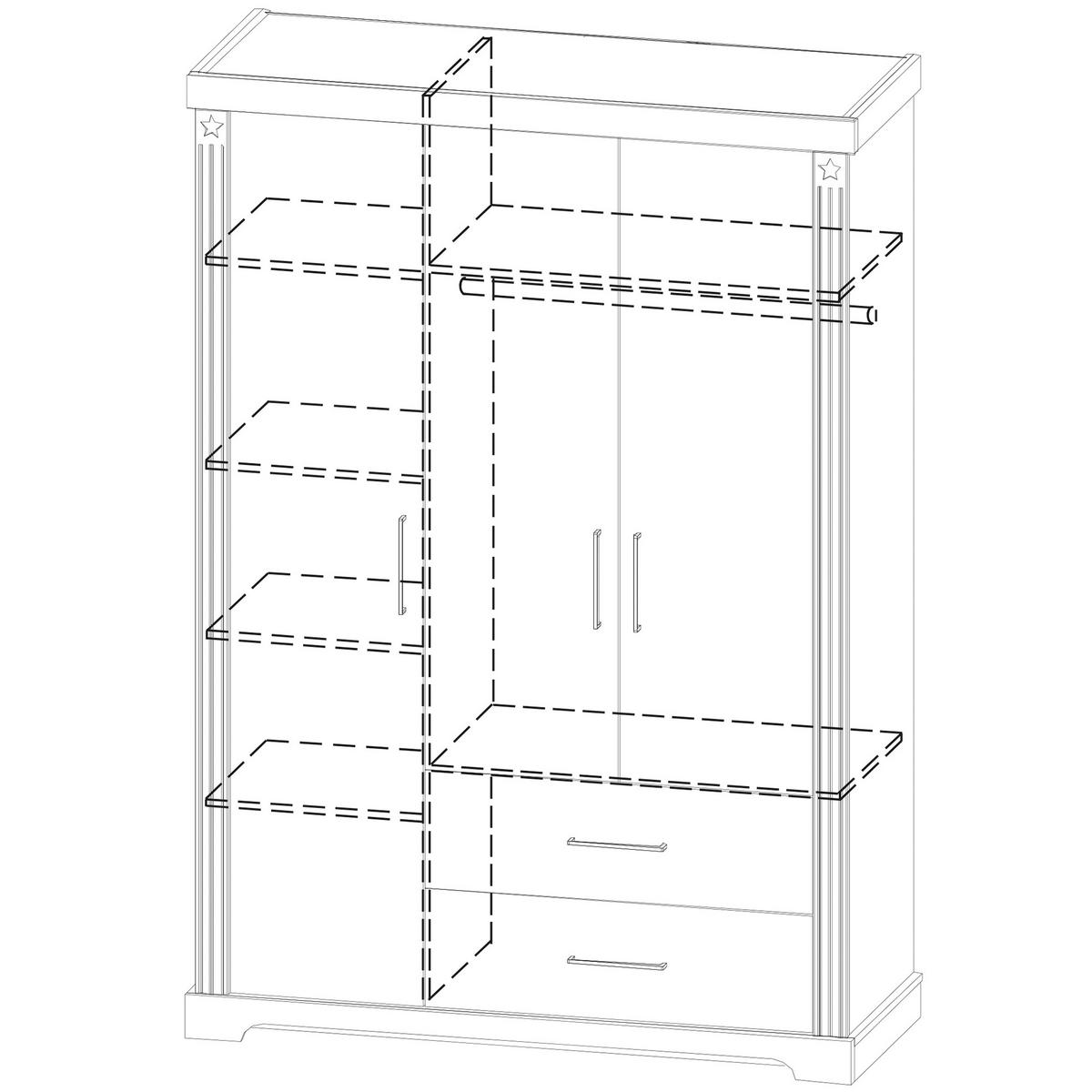KLEIDERSCHRANK Maxi - Weiß, Holzwerkstoff/Metall (138.5/199/54.5cm) - Roba