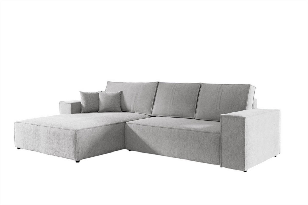 ECKSOFA Corunia In Aragon - Hellgrau, Holzwerkstoff/Textil (294/185cm) - Fun Möbel