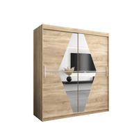 SCHWEBETÜRENSCHRANK 200/180/62 2-türig - Silberfarben/Sonoma Eiche, Holz/Kunststoff (180/200/62cm) - MÖBEL KRYSPOL