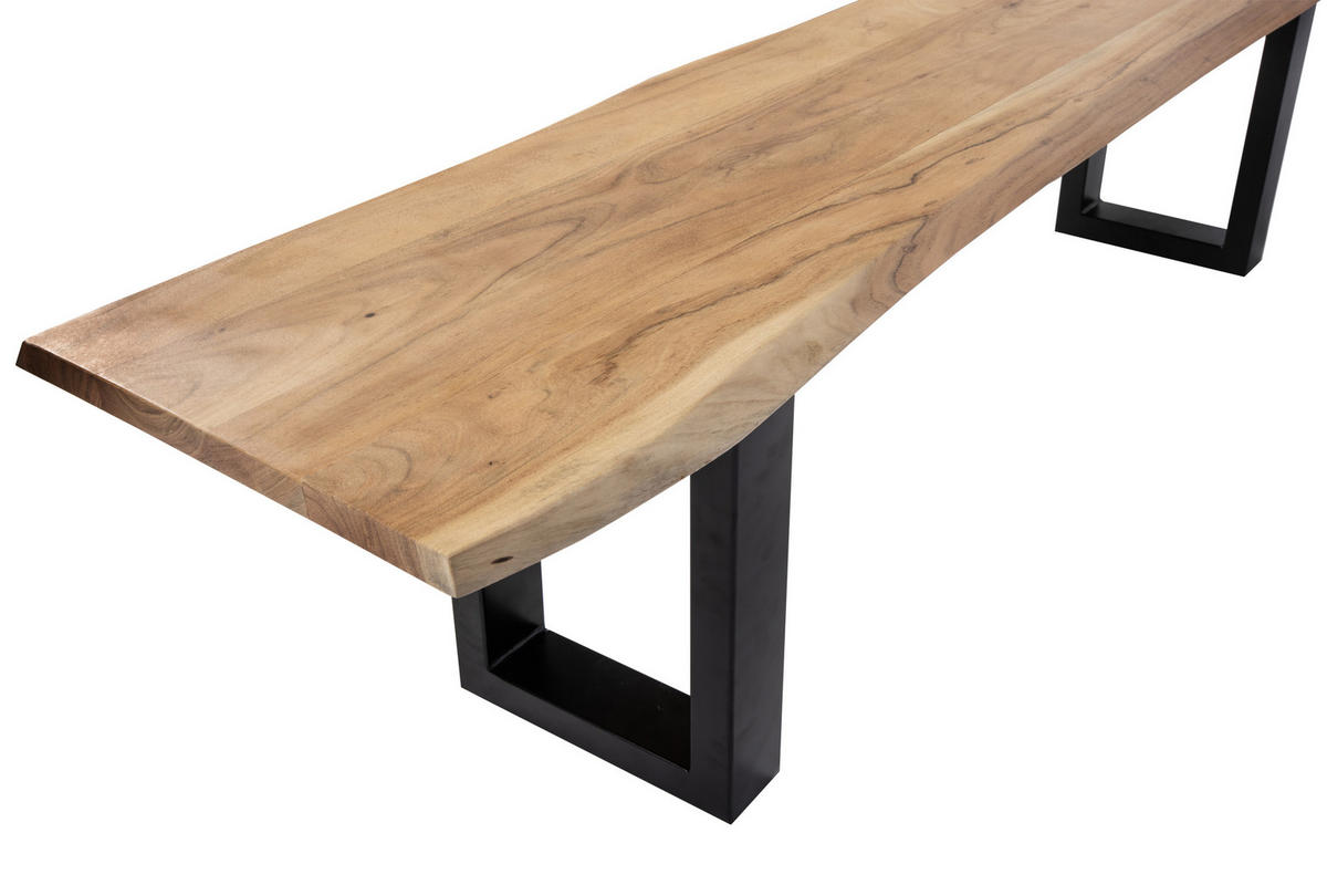 SITZBANK NOAH - Beige/Schwarz, Holz/Metall (180/47/42cm) - SAM