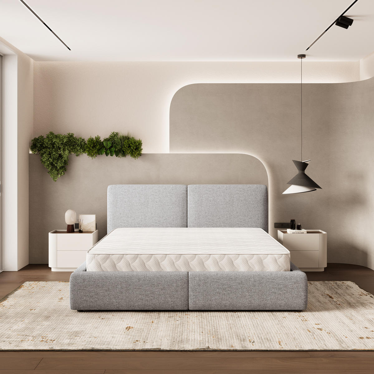 ČALOUNĚNÁ Postel FELURO 140x200 cm Světle šedá - světle šedá, kompozitní dřevo/textil (140/200cm) - MASSENO