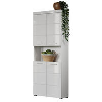 HOCHSCHRANK weiß Hochglanz 73 x 190 cm, Badschrank mit viel Stauraum - Weiß, Holzwerkstoff/Kunststoff (73/190/31cm) - Top.Furn