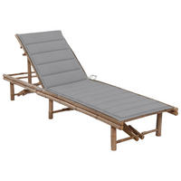 GARTEN-SONNENLIEGE mit Auflage Bambus - Grau, Holz (65/87/200cm) - furnicato