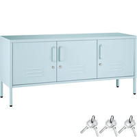 SIDEBOARD Baker, Kippschutz, höhenverstellbare Füße, grau/blau - Blau/Grau, Metall (120/55.5/37.5cm) - tectake
