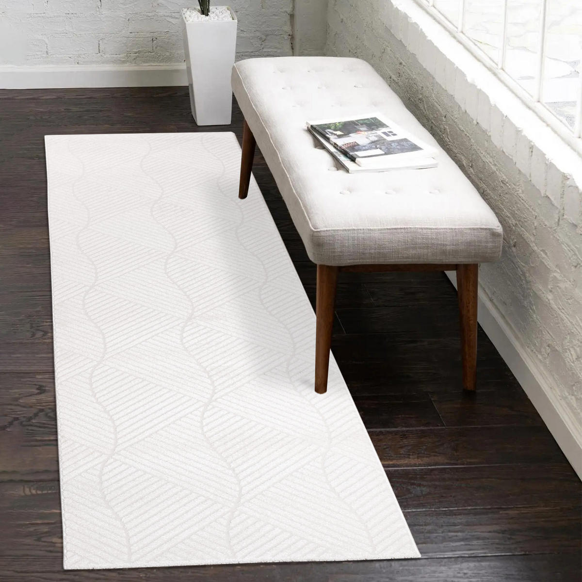 KURZFLOR-TEPPICH Fancy 904 Weiss 80x300 cm - Weiß, Textil (80/300cm) - carpet city