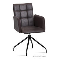 ARMLEHNSTUHL drehbar (2er-Set) Dollie 52x91x60 Schwarz/Espresso - Dunkelbraun/Schwarz, Kunststoff (60/91/52cm) - 58aufmkessel