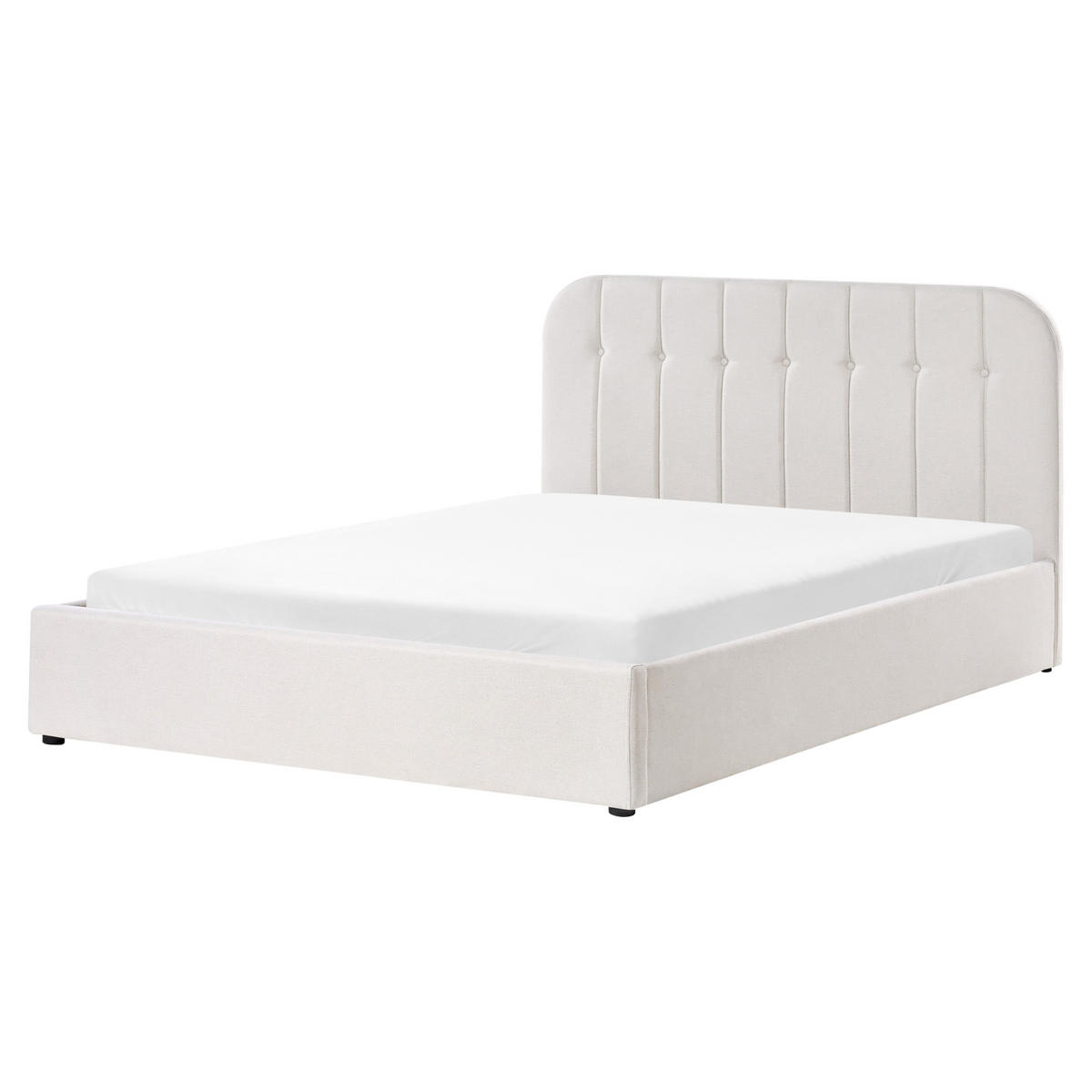 BETT mit Stauraum 160/200 cm Stoff Cremeweiß Challans - Creme, Textil (160/200cm) - Beliani