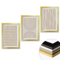 WANDBILDER 3er Set - 20x30 cm Goldrahmen - Abstrakte beige Muster - Goldfarben, Kunststoff (20/30cm) - ArtPrintCave