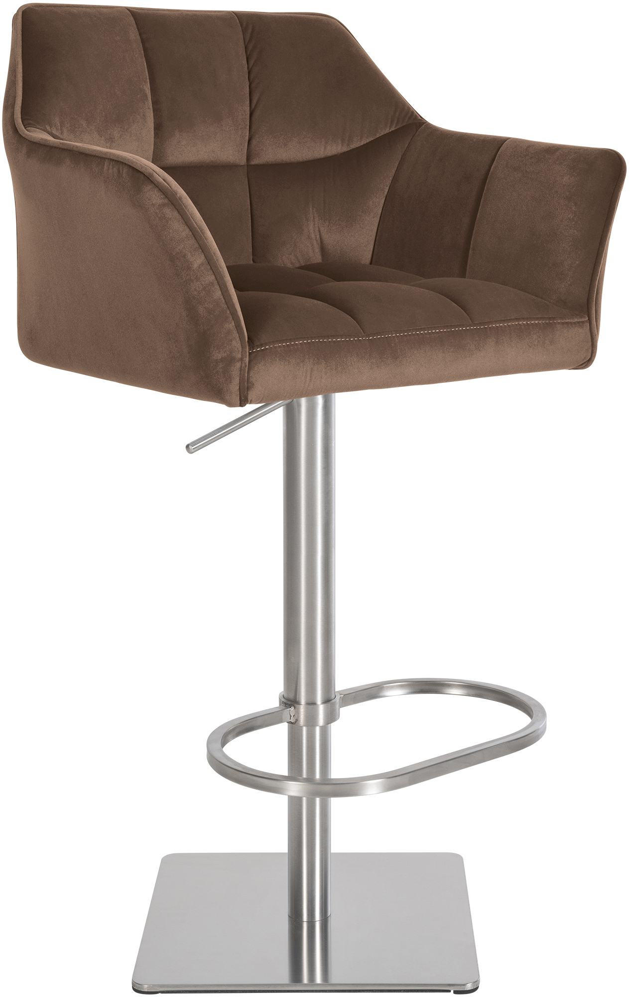 BARHOCKER Samt Braun - Edelstahlfarben/Braun, Textil/Metall (64/88/45cm) - CLP
