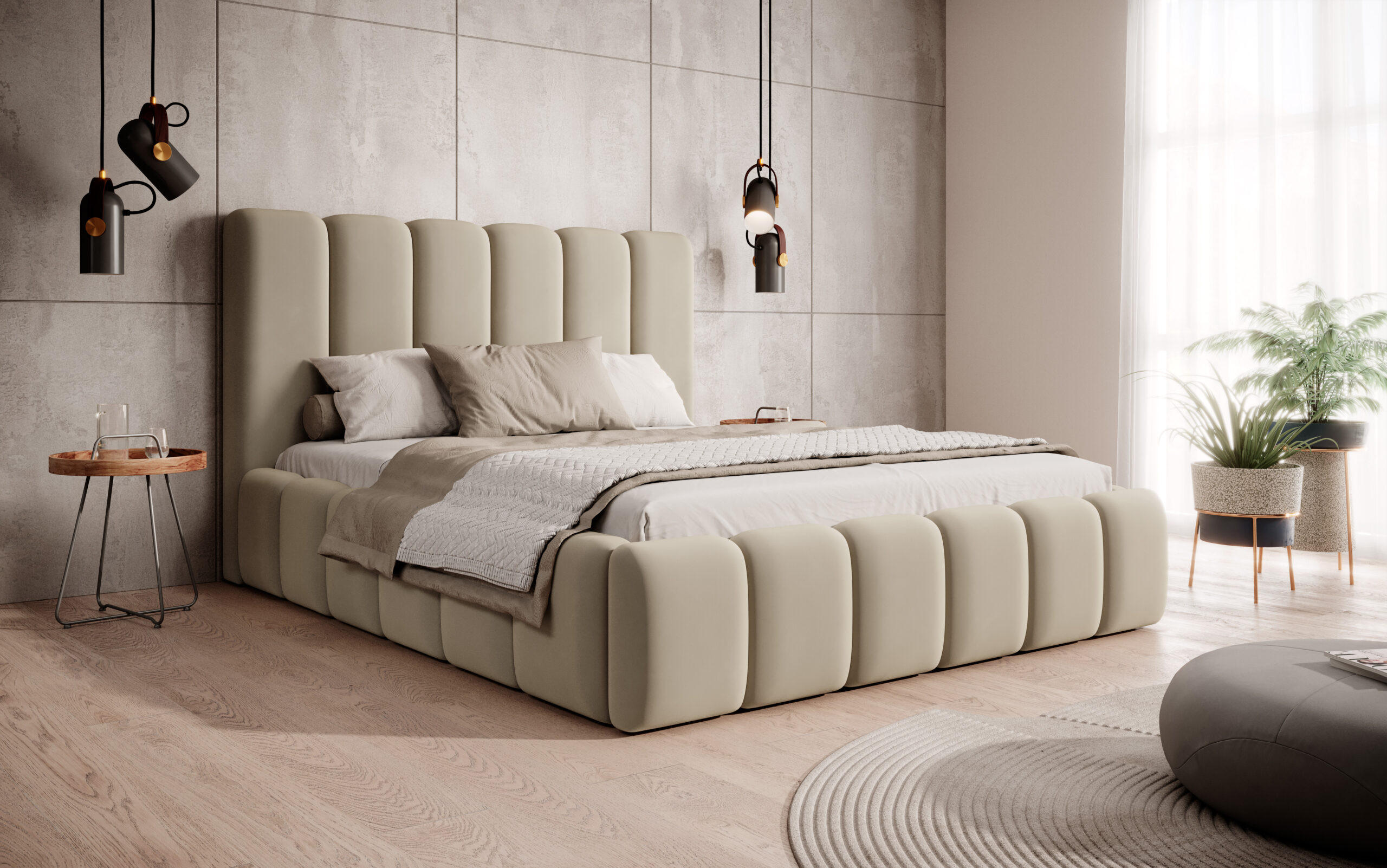 POLSTERBETT Doppelbett Ardal 160x200 cm, Creme - Creme/Naturfarben, Textil (160/200cm) - Fedve