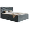 BOXBETT Bonio VIII 120/200 cm in Grau – mit Bettkasten und Topper - Schwarz/Grau, Holz/Holzwerkstoff (120/200cm) - AX Living