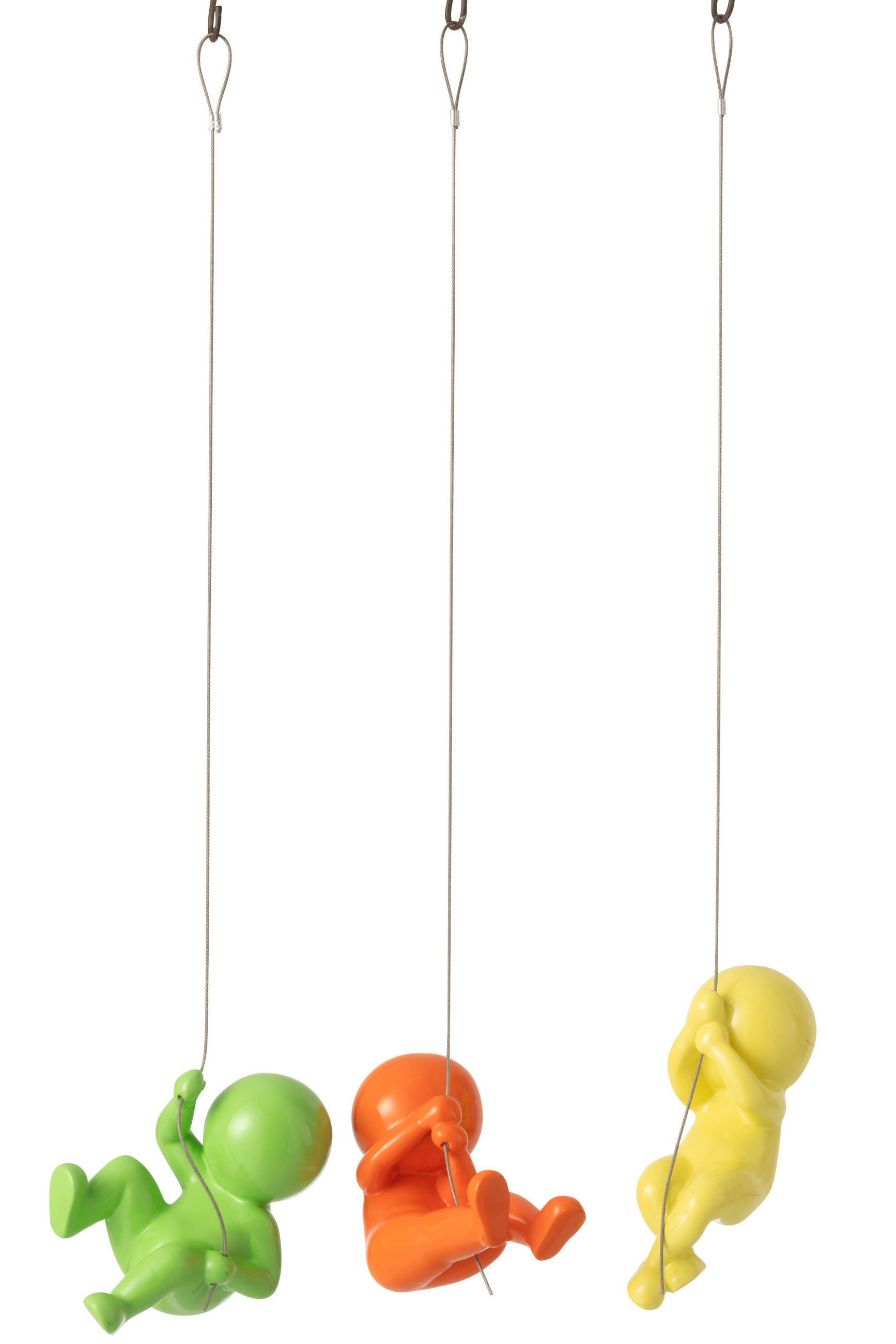 FIGUR MARCEL HÄNGEND (3ER SET) - Multicolor, Glas/Naturmaterialien (8/17.5/14.5cm) - J-Line