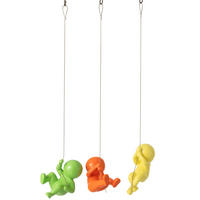 FIGUR MARCEL HÄNGEND (3ER SET) - Multicolor, Glas/Naturmaterialien (8/17.5/14.5cm) - J-Line