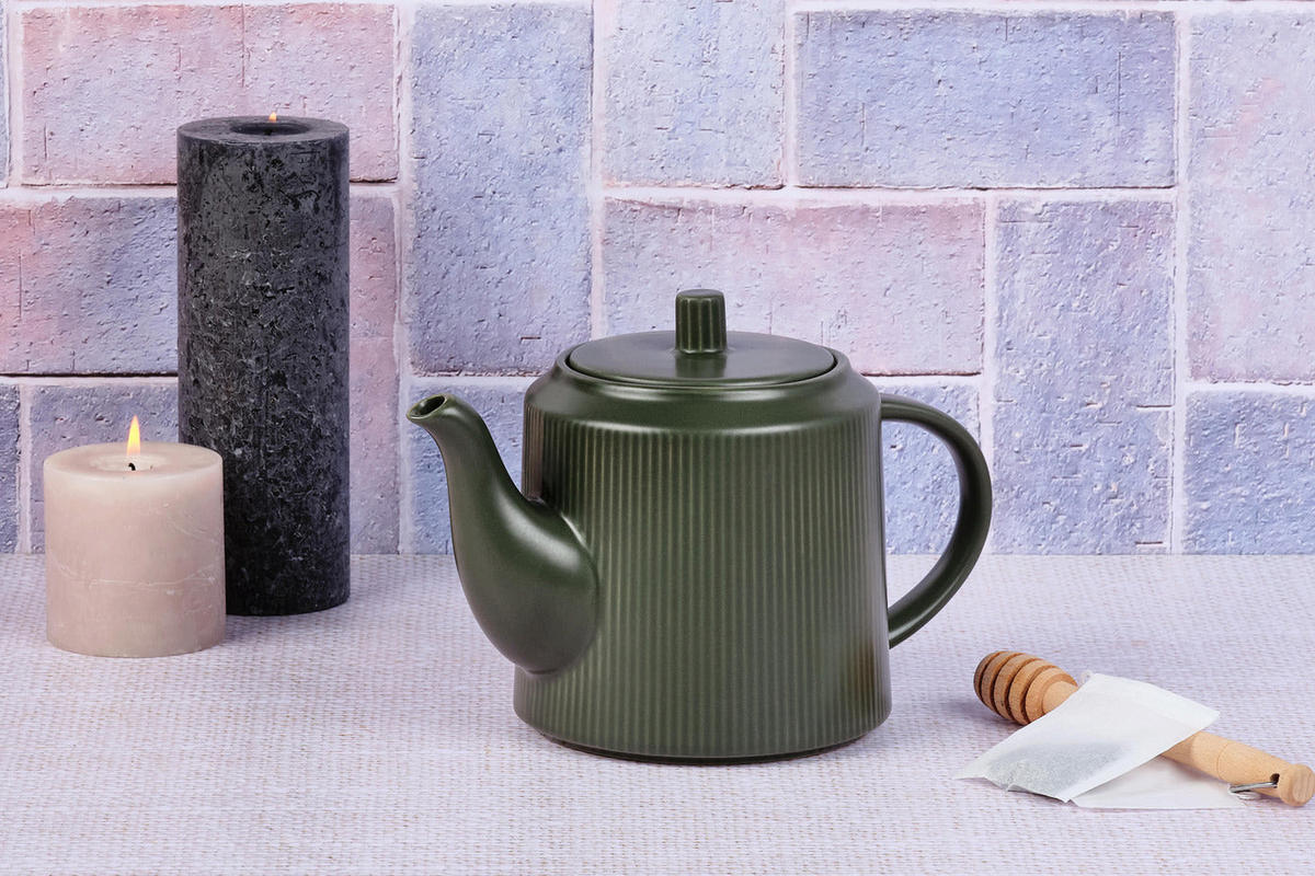 TEEKANNE Scandi 1300ml - Olive - Grün, Keramik (1.3L) - Björn
