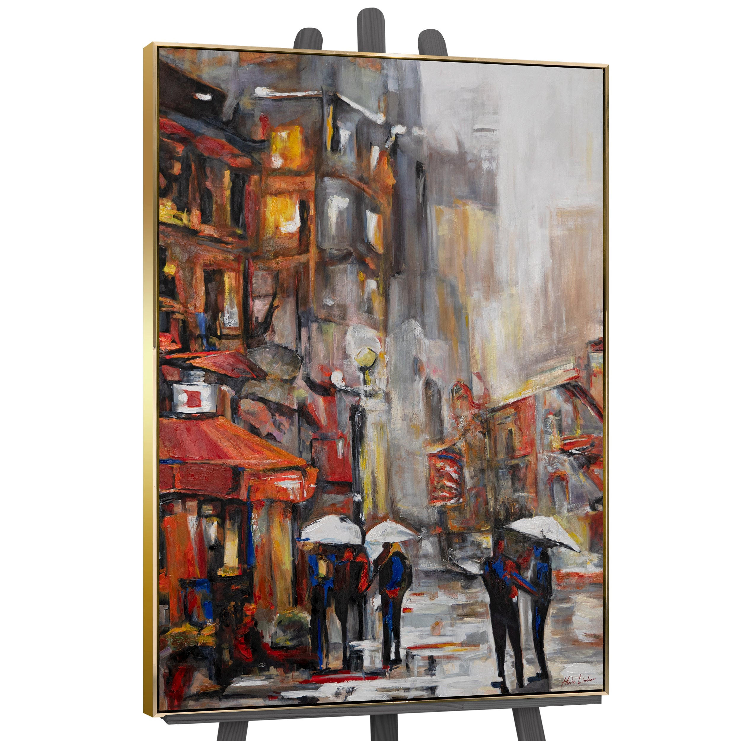 GEMÄLDE Städtische Atmosphäre Schattenfugenrahmen Gold 120x80 cm - Goldfarben, Holz (120/80cm) - YS-art gallery