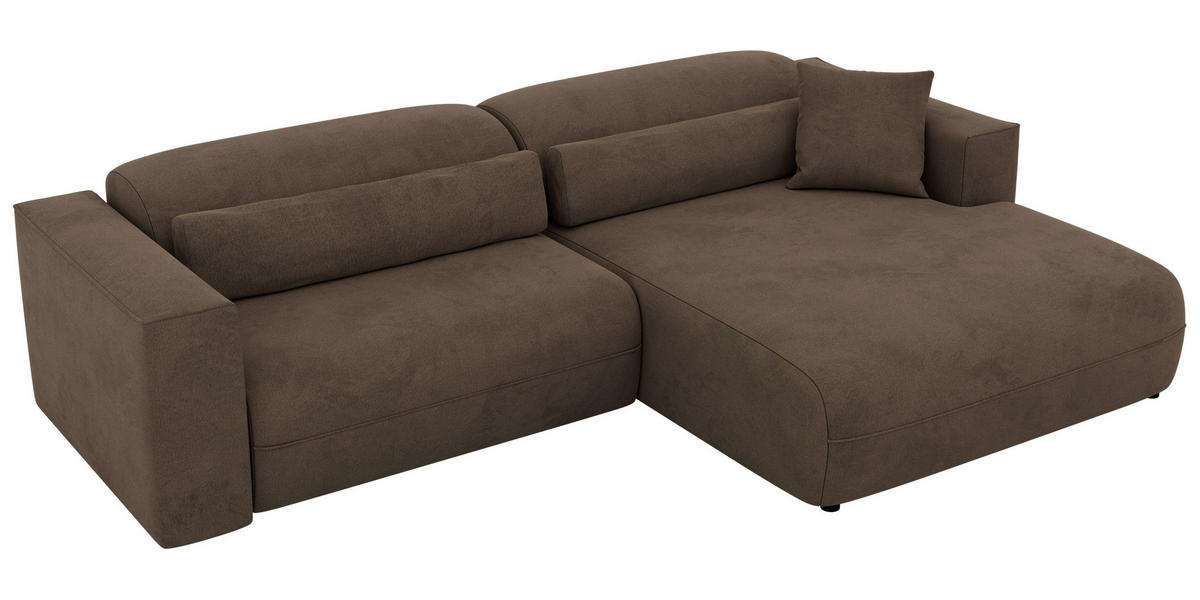 ROHOVÁ SEDAČKA PAZURRO L - Hnedá Samet - Vpravo - hnedá/čierna, textil/plast (288/180cm) - MKS