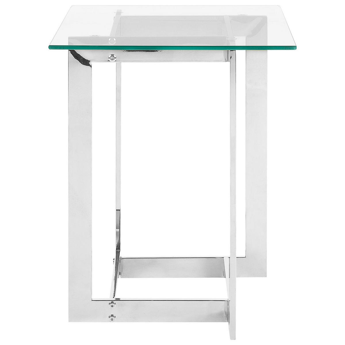 BEISTELLTISCH Glas silber quadratisch 40/40 cm Crystal - Transparent/Silberfarben, Glas (40/40/52cm) - Beliani