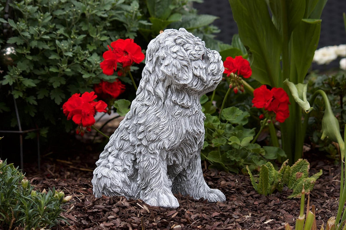STEINFIGUR Hund Shih Tzu frostfest massiver Steinguss - Grau, Stein (20/30/21cm) - stoneandstyle