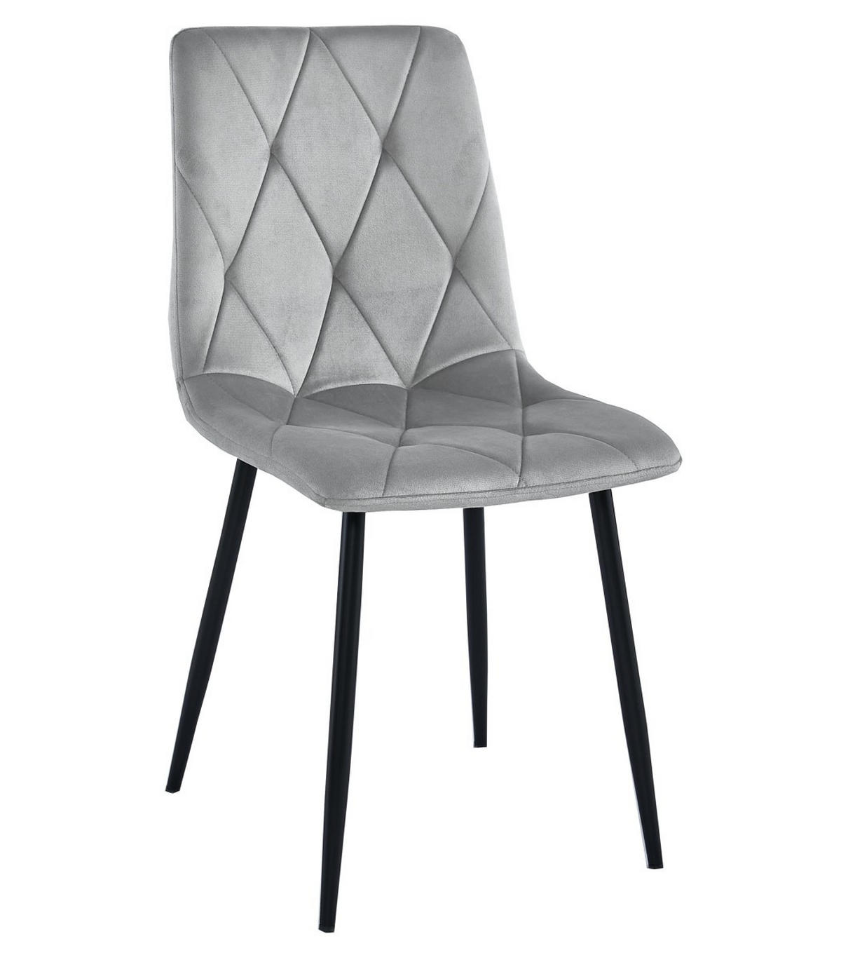 ESSZIMMERSTUHL 4-er Set TYRA silbergrauer Sitz, schwarze Beine - Silberfarben/Schwarz, Textil (44.5/87/54.5cm) - Valora