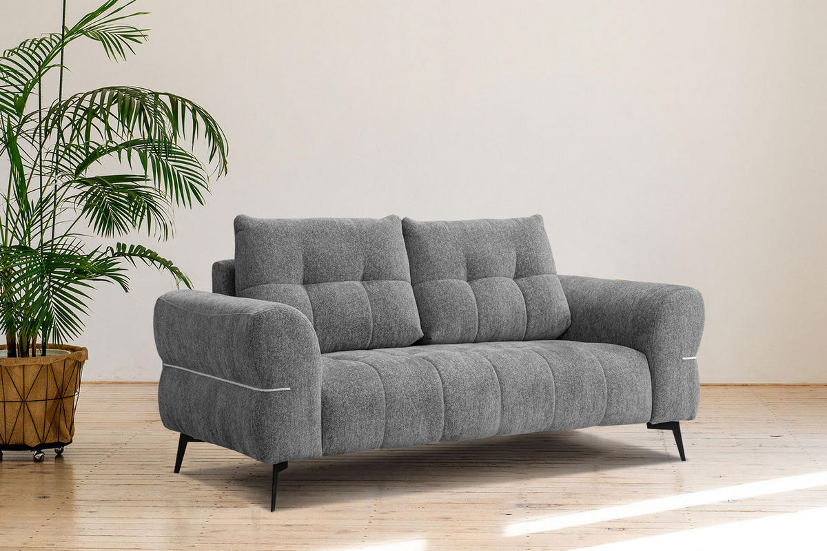 SOFA SALVINI 2,5-Sitzer, grau - Schwarz/Grau, Holzwerkstoff/Textil (176/88/99cm) - Courtois Laville