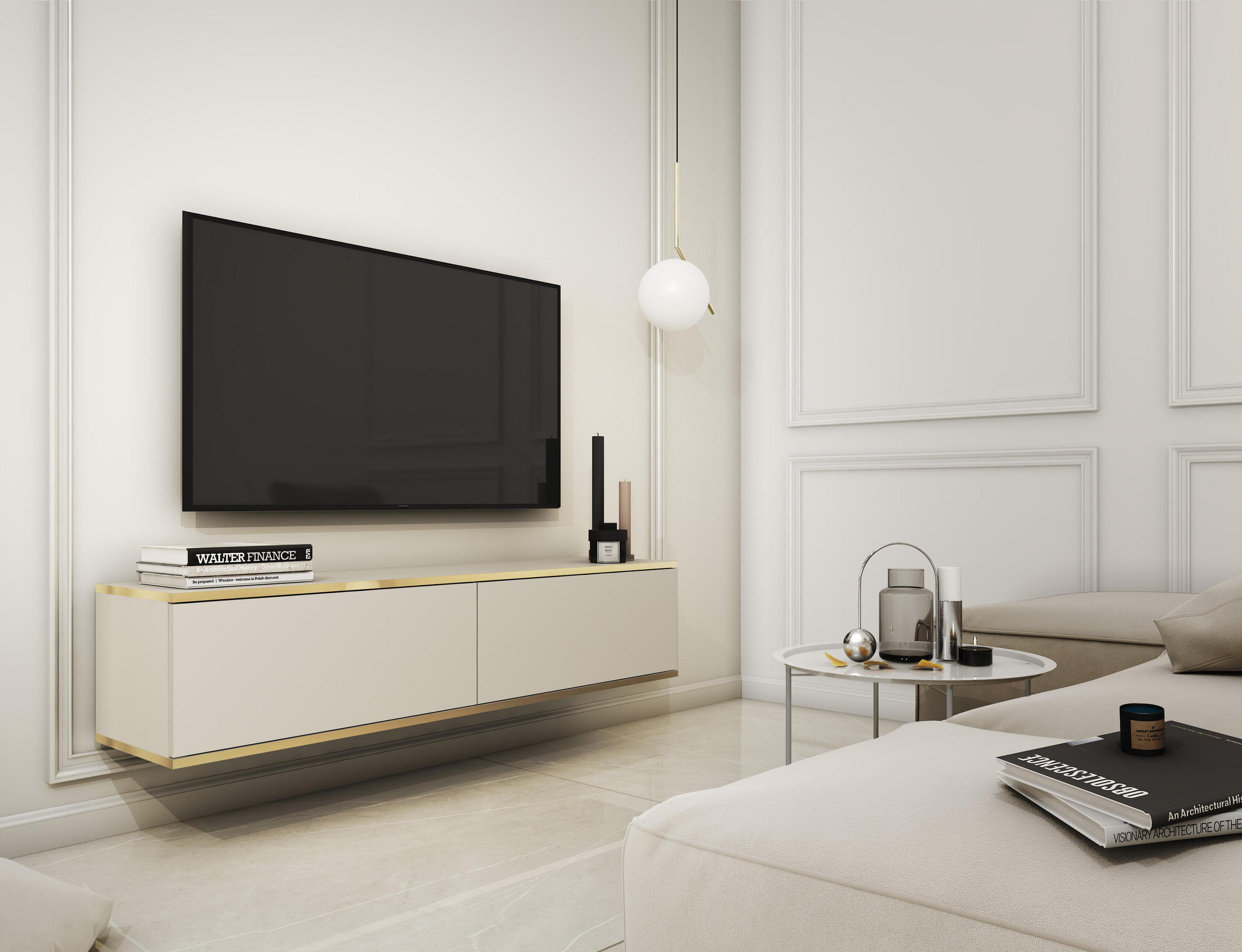 TV-LOWBOARD BEIGE - Beige, Holzwerkstoff (135/30/32cm) - FURNLUX