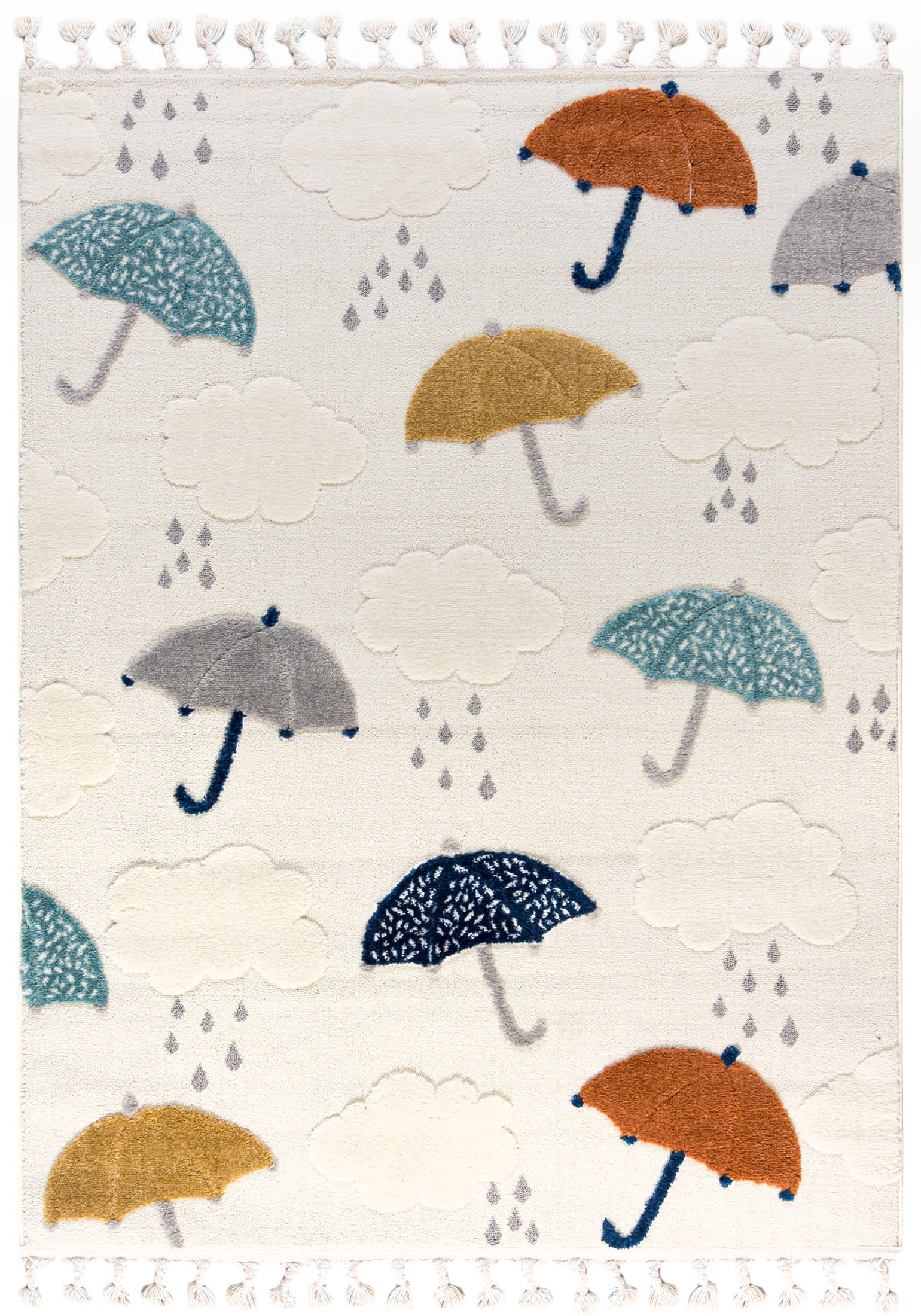 KINDERTEPPICH Beige Regenschirm - Mittelflor Rechteckig Weich 120 x 170 cm - Multicolor/Grau, Textil (120/170cm) - Mazovia