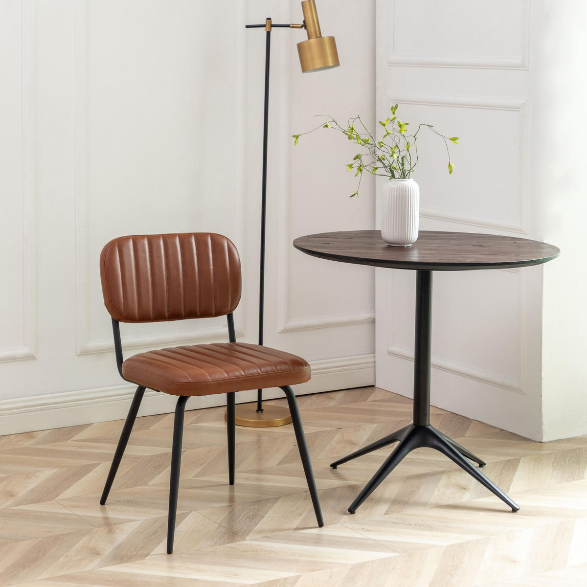SADA 2 hnědých jídelních židlí, šířka 56 cm - SPARTE - hnědá, textil (45/79/56cm) - Calicosy