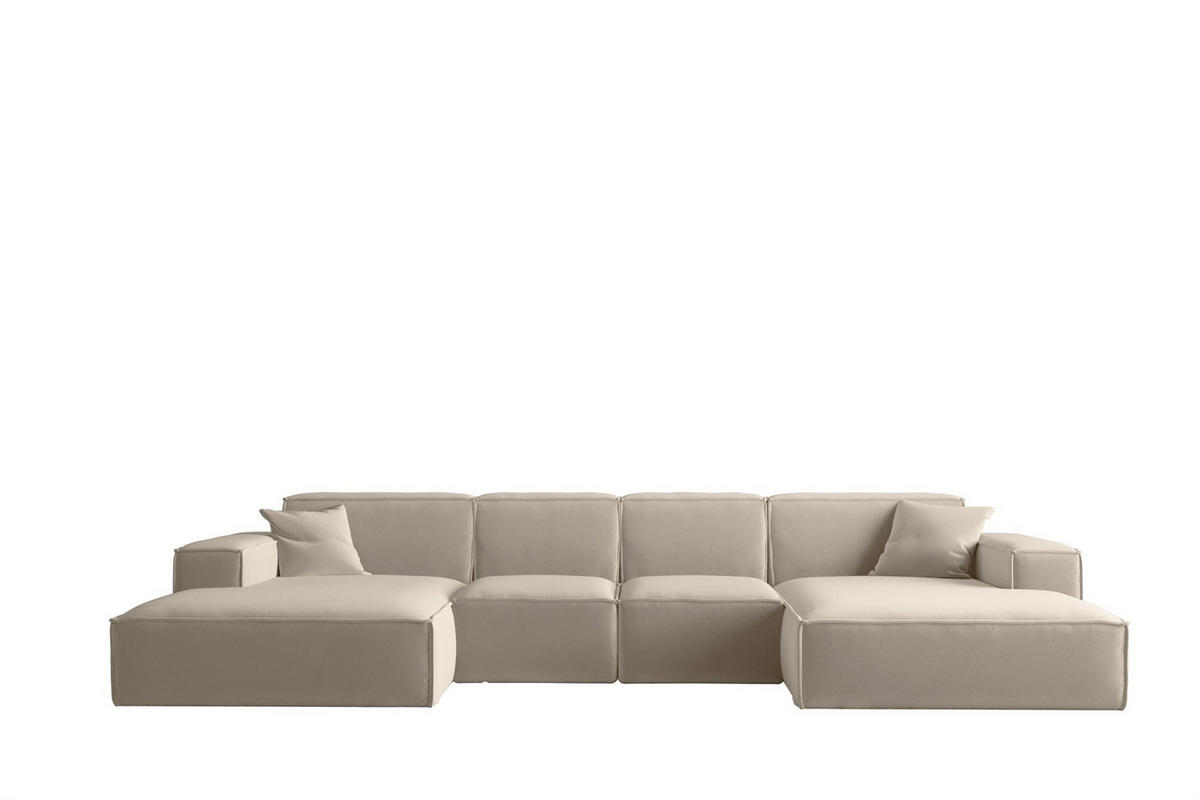 WOHNLANDSCHAFT Celes Premium Xs Opera - Beige, Holzwerkstoff/Textil (342/73/165cm) - Fun Möbel