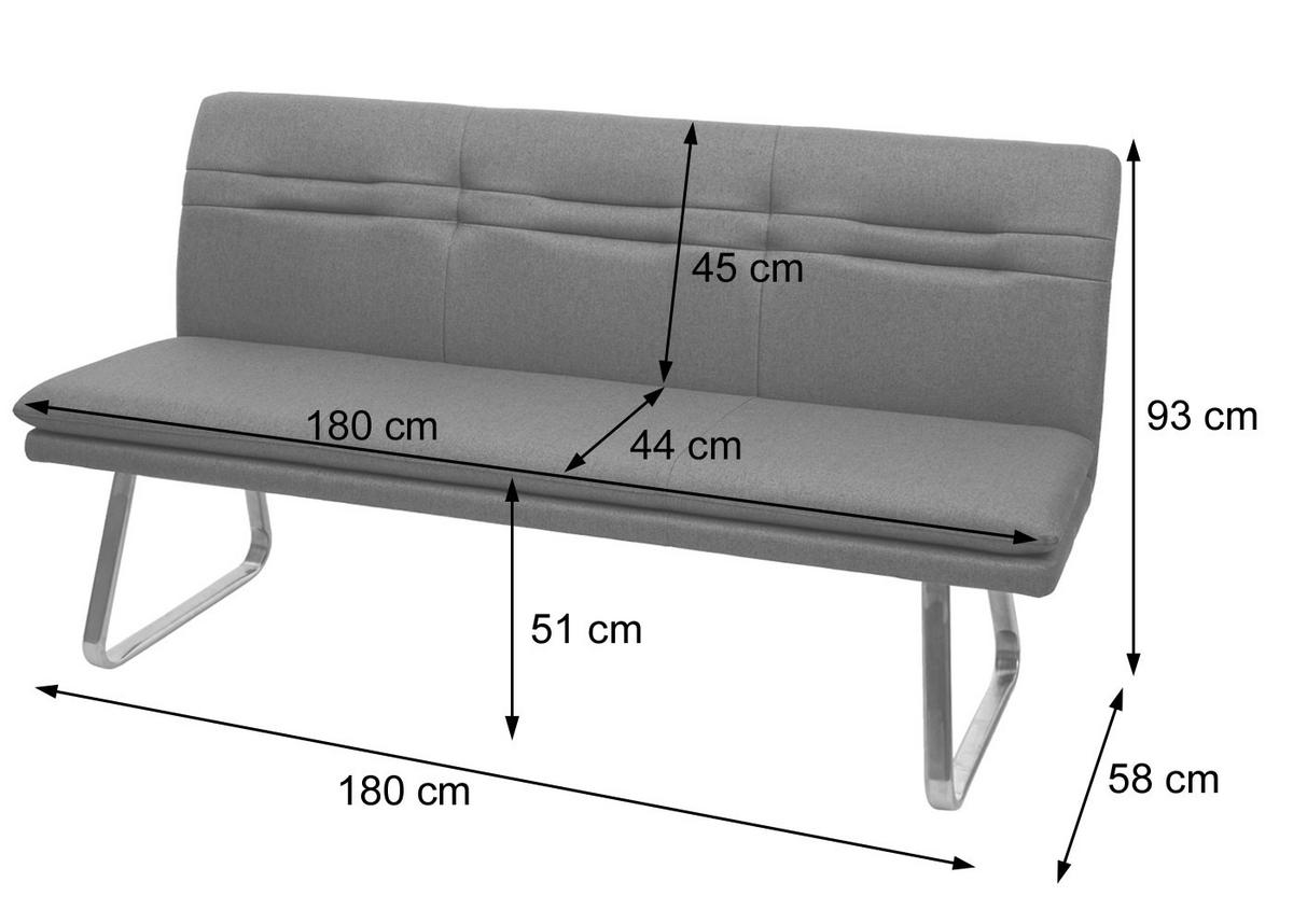 SITZBANK Grau - Dunkelgrau/Grau, Textil (180/93/58cm) - Jamb