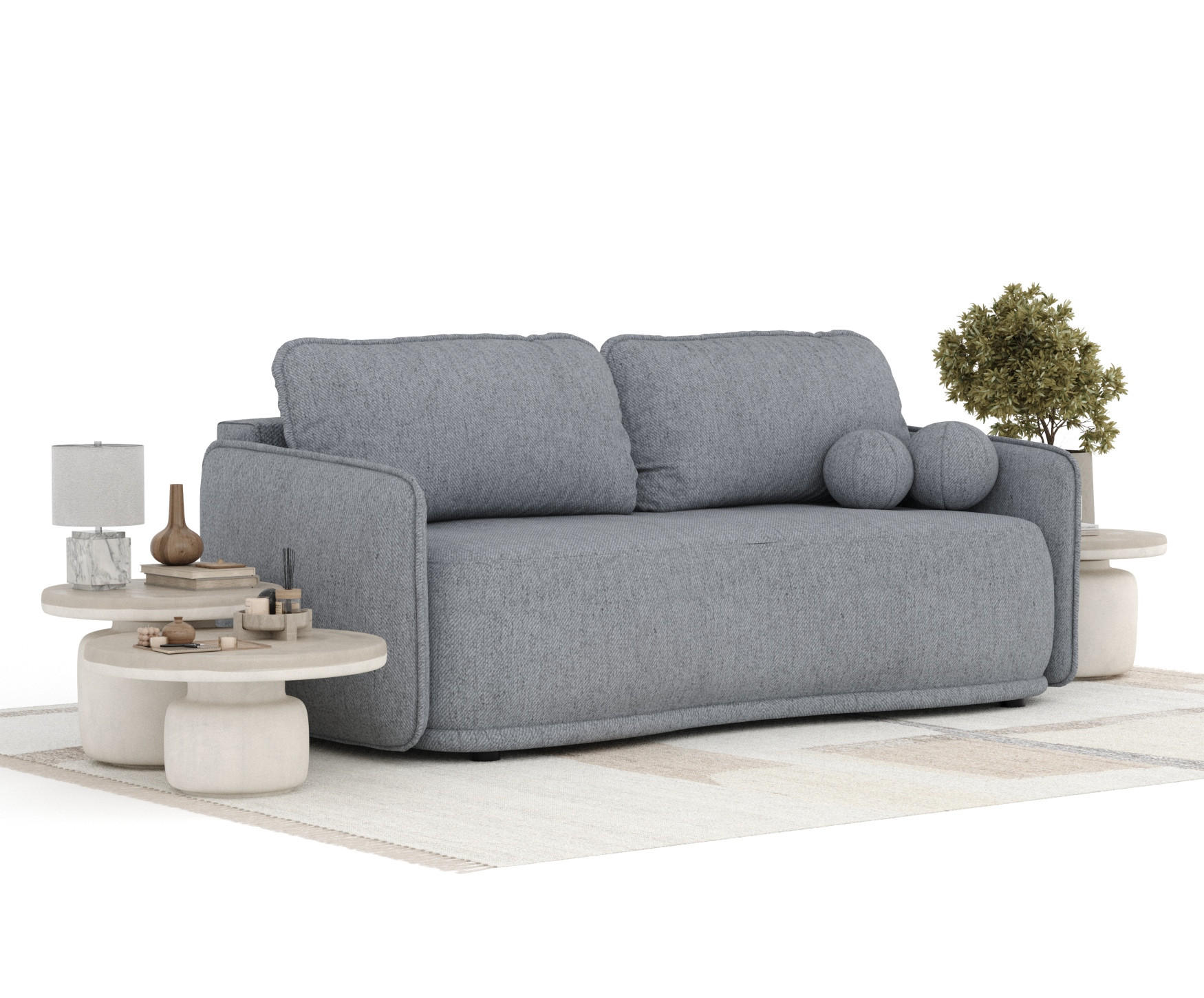 SCHLAFSOFA Mitsis Grau Webstoff - Schwarz/Grau, Holz/Holzwerkstoff (231/93/106cm) - Maison de Reve