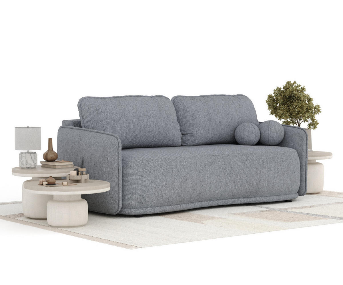 SCHLAFSOFA Mitsis Grau Webstoff - Schwarz/Grau, Holz/Holzwerkstoff (231/93/106cm) - Maison de Reve