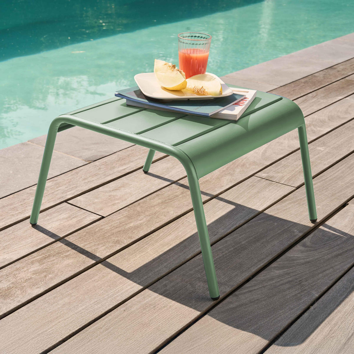 GARTENHOCKER, Salbeigrünen - Hellgrün, Metall (44/30/40cm) - Oviala