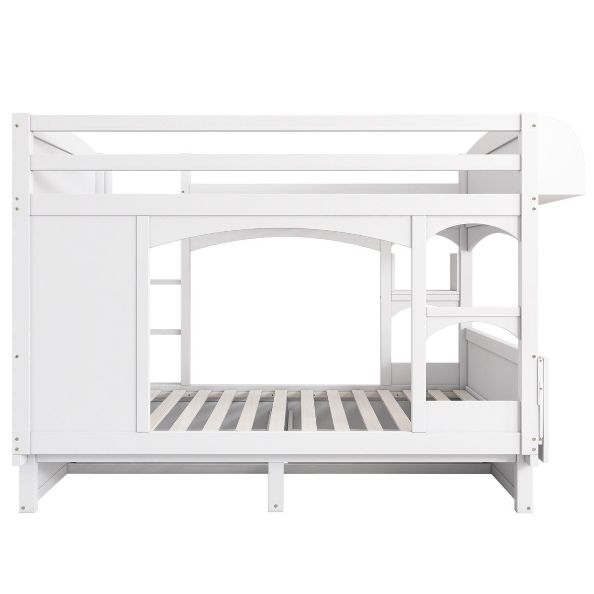 ETAGENBETT 90/200 cm Weiß mit klappbarem Schreibtisch und 2 Schubladen - Weiß, Holz (90/200cm) - OKWISH