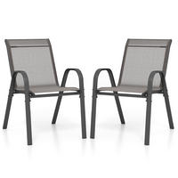 GARTENSTÜHLE Grau(2er-Set) - Grau, Metall (70/84/56cm) - COSTWAY