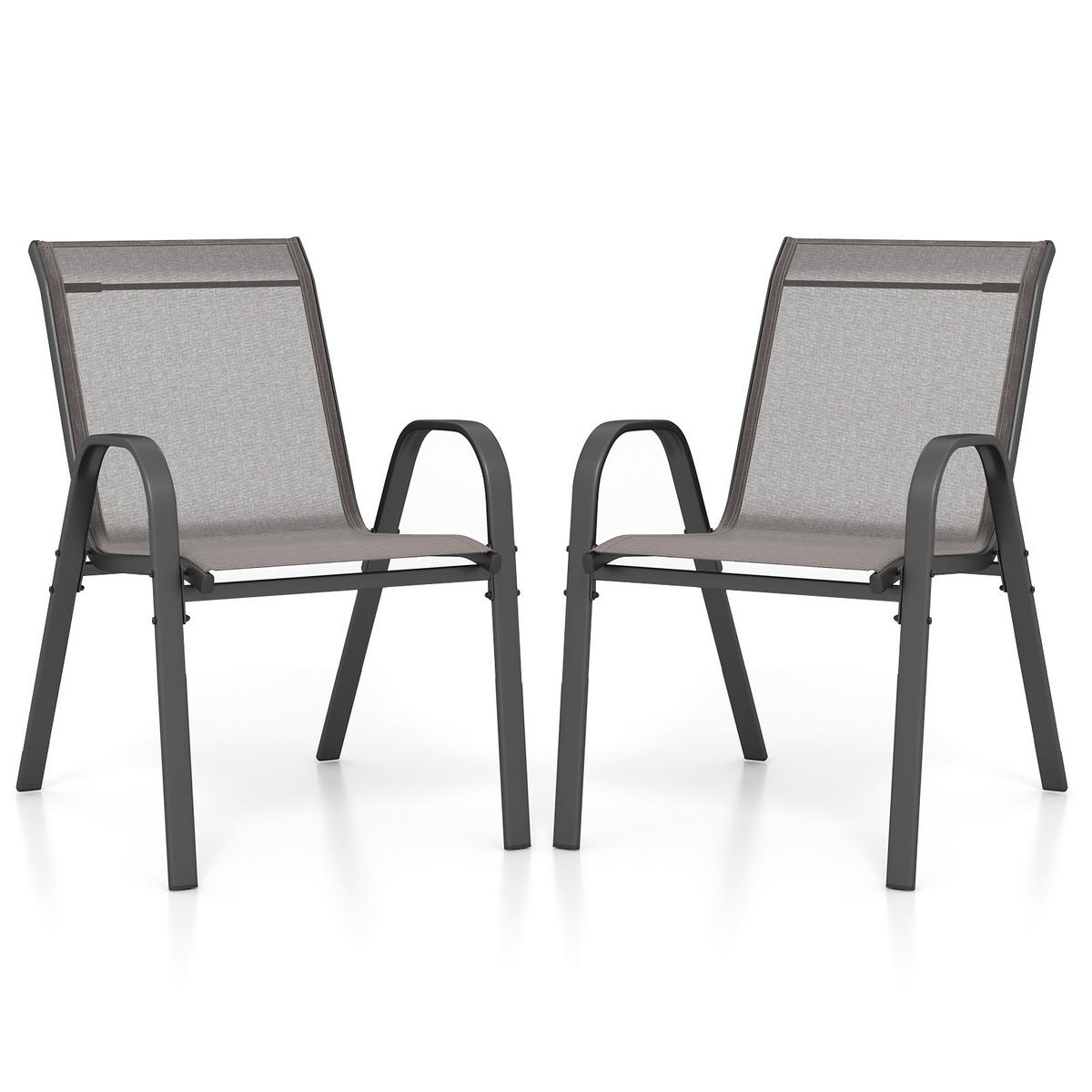 GARTENSTÜHLE Grau(2er-Set) - Grau, Metall (70/84/56cm) - COSTWAY