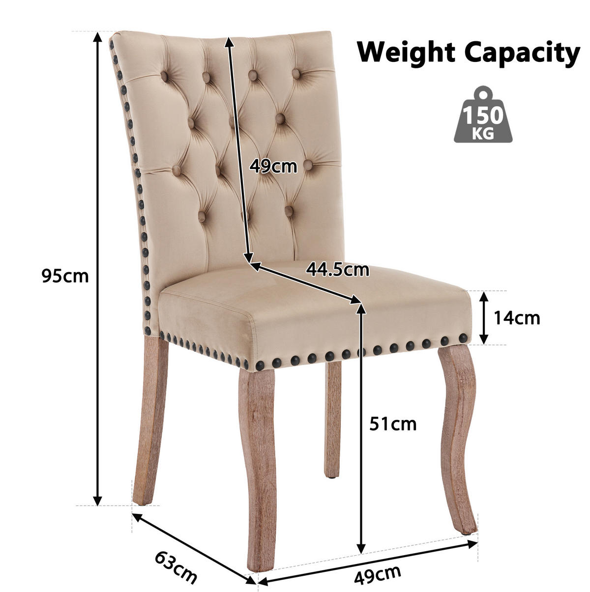 ESSZIMMERSTUHL Samt Massivholzbeine Light Camel - Braun, Holz (63/95/49.2cm) - Meubliv