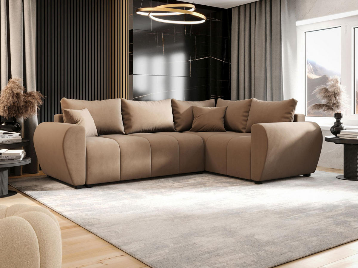 ECKSOFA MOLISA L Itaka 48 Rechts mit Schlaffunktion - Braun, Textil (245/145cm) - Bedante