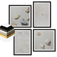 WANDBILDER 4er-Set - 50x50 cm & 40x60 cm Schwarzer Rahmen - Geometrische Pappsteine - Schwarz, Kunststoff (50/50cm) - ArtPrintCave