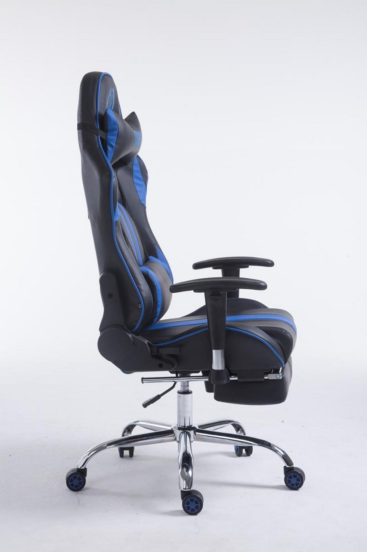 GAMINGSTUHL Limitless-2, Kunstleder mit Fußablage Schwarz/Blau - Blau, Textil/Metall (70/135/58cm) - TPFLiving