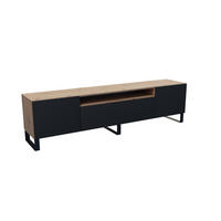 TV-SCHRANK Lyon III 200 cm, dreitürig, artisan, schwarz - Schwarz/Eiche Artisan, Kunststoff (200/53/41cm) - Margaret Hadas24