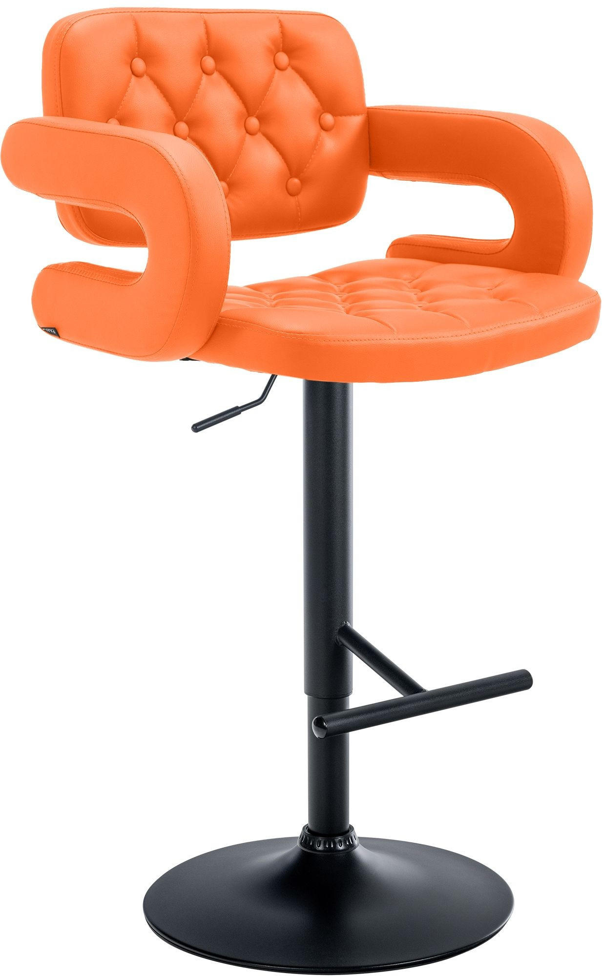 BARHOCKER Dublin 65-85 cm schwarz orange - Orange, Leder (62/103/55cm) - furnicato