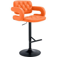 BARHOCKER Dublin 65-85 cm schwarz orange - Orange, Leder (62/103/55cm) - furnicato
