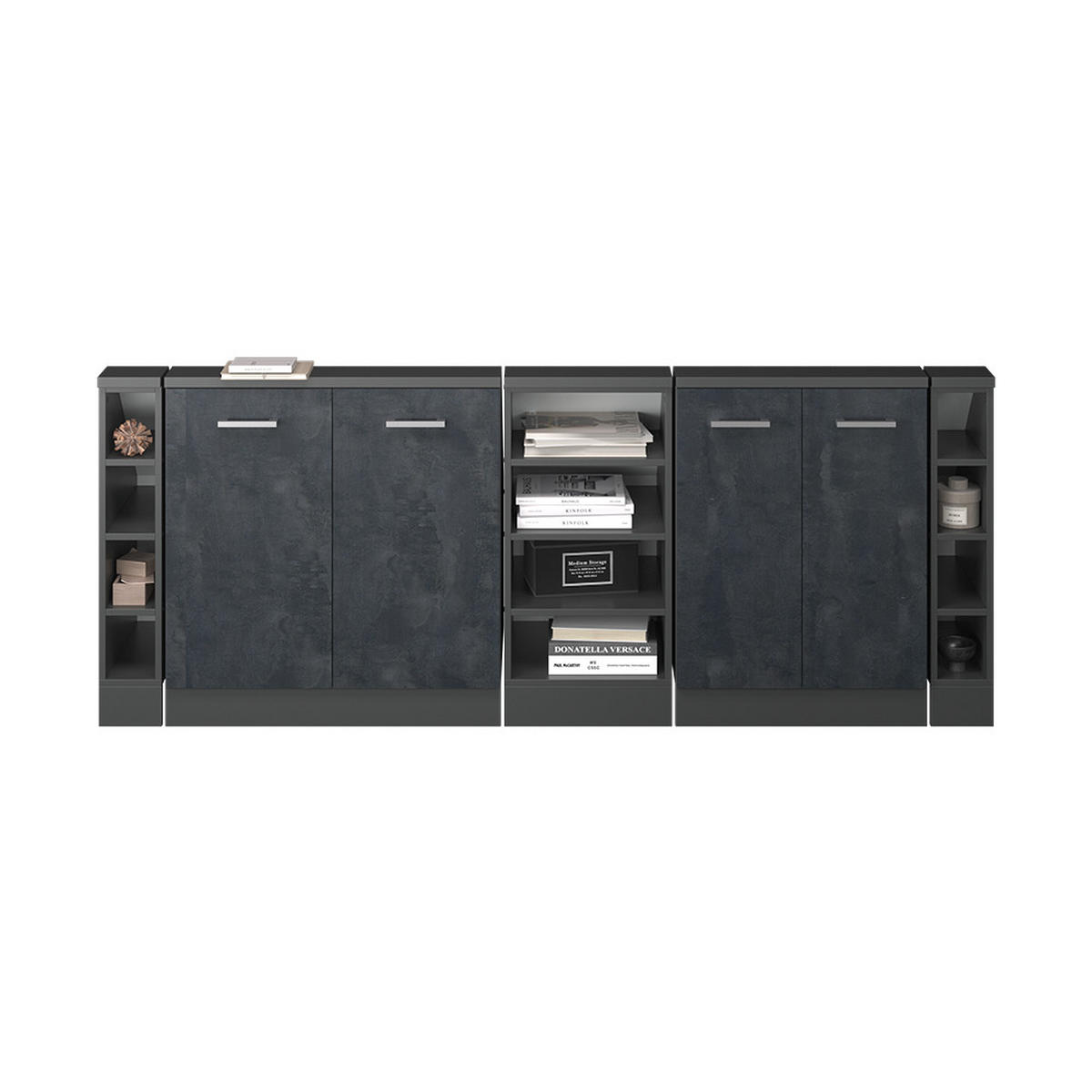 KUCHYŇSKÁ SKŘÍŇKA POD ŠIKMOU STŘECHU R-Line Černý beton/antracit - černá/antracitová, kompozitní dřevo (210/81.6/46cm) - Vicco