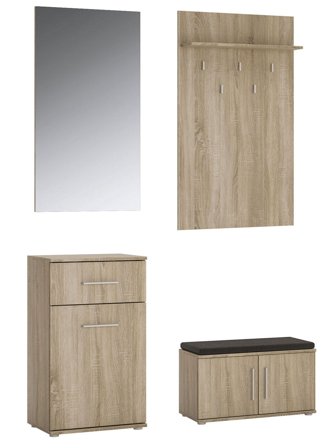 GARDEROBE Gemini Eiche Sonoma 124 / 35 / 127cm 4-teilig - Braun/Sonoma Eiche, Holz/Holzwerkstoff (124/127/35cm) - Feldmann-Wohnen