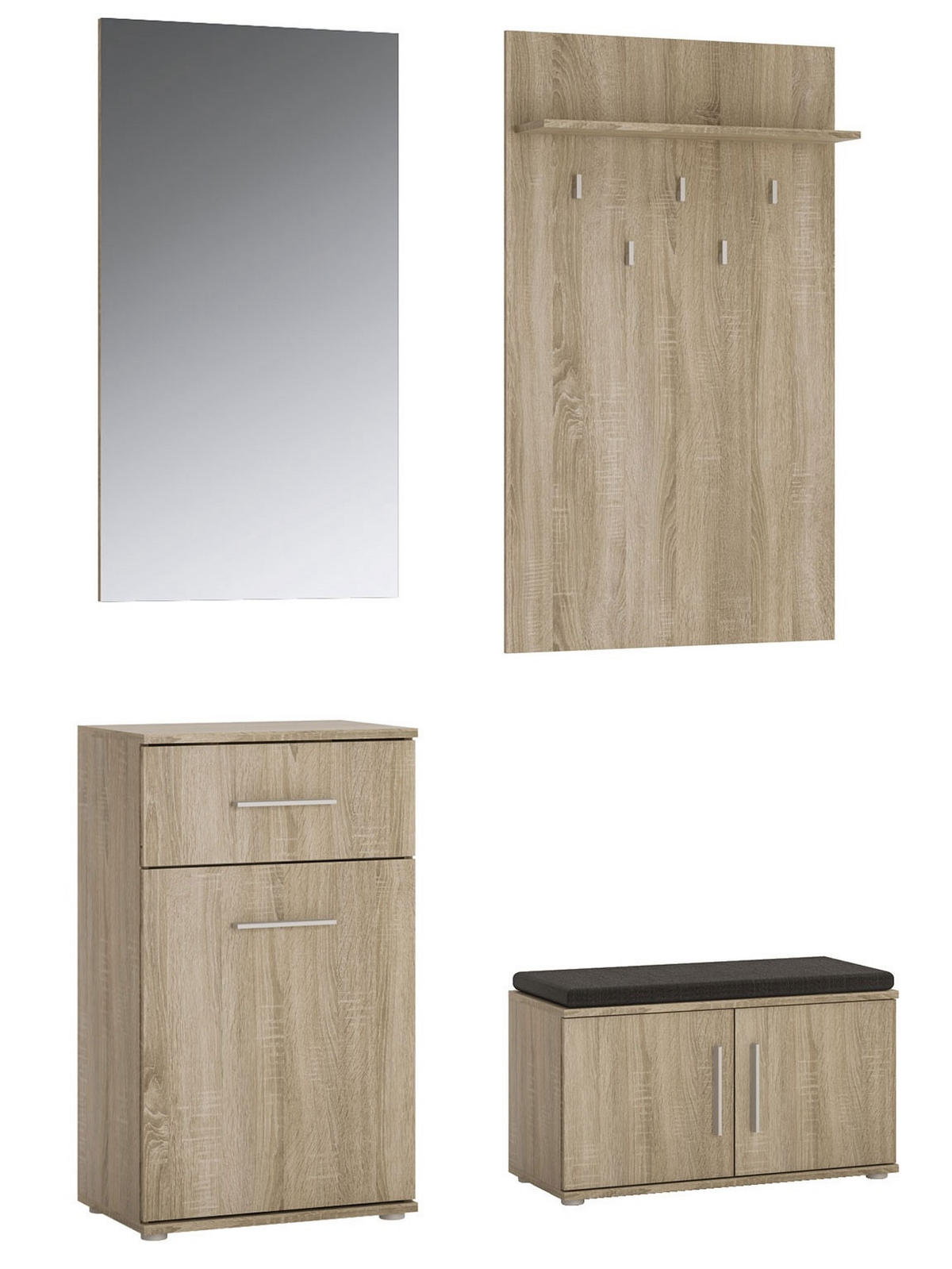 GARDEROBE Gemini Eiche Sonoma 124 / 35 / 127cm 4-teilig - Braun/Sonoma Eiche, Holz/Holzwerkstoff (124/127/35cm) - Feldmann-Wohnen