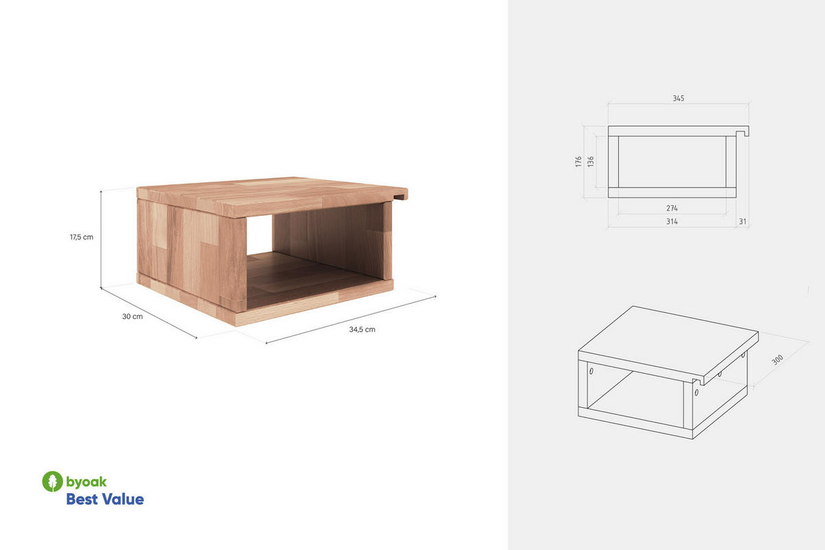 NACHTTISCH 2er Set PENNY Wildeiche - Wildeiche, Holz (34/17/30cm) - byoak