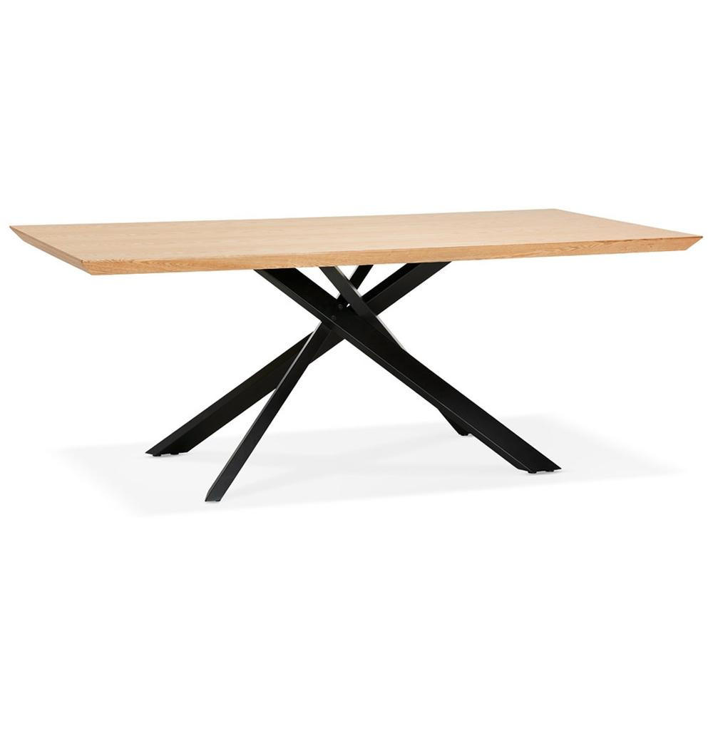 ESSTISCH Massivholz Metall X-Gestell Verschiedene Varianten NERIXO, Beige-Schwarz 200x100x75,5 cm - Beige/Schwarz, Holz/Metall (100/200/76cm) - KADIMA DESIGN