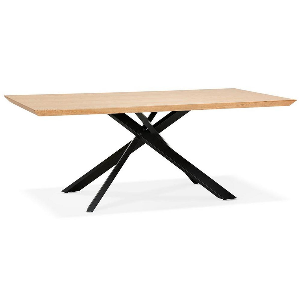 ESSTISCH Massivholz Metall X-Gestell Verschiedene Varianten NERIXO, Beige-Schwarz 200x100x75,5 cm - Beige/Schwarz, Holz/Metall (100/200/76cm) - KADIMA DESIGN