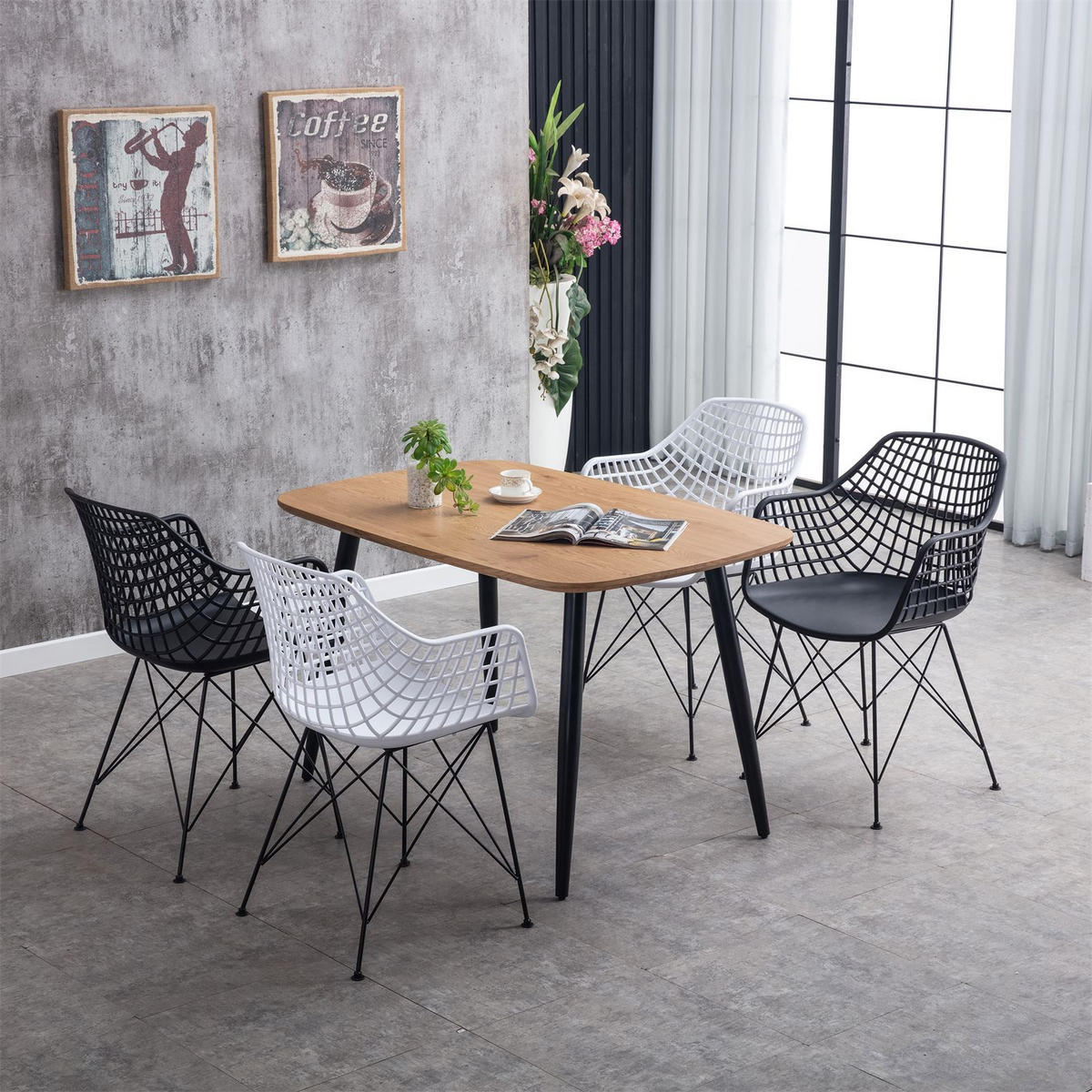 ESSZIMMERSTÜHLE ALICANTE 4ER-SET - Weiß, Textil (59/87/54cm) - IDIMEX