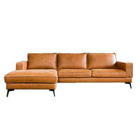 ECKSOFA BLOOM Braun Leder - Dunkelbraun/Schwarz, Leder (276/177cm) - KAWOLA